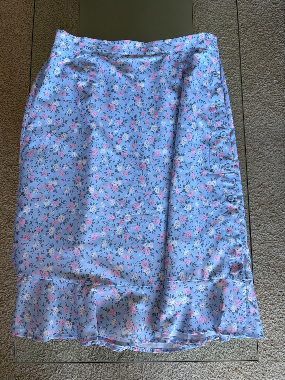 💜 Allegra K Blue Floral Skirt